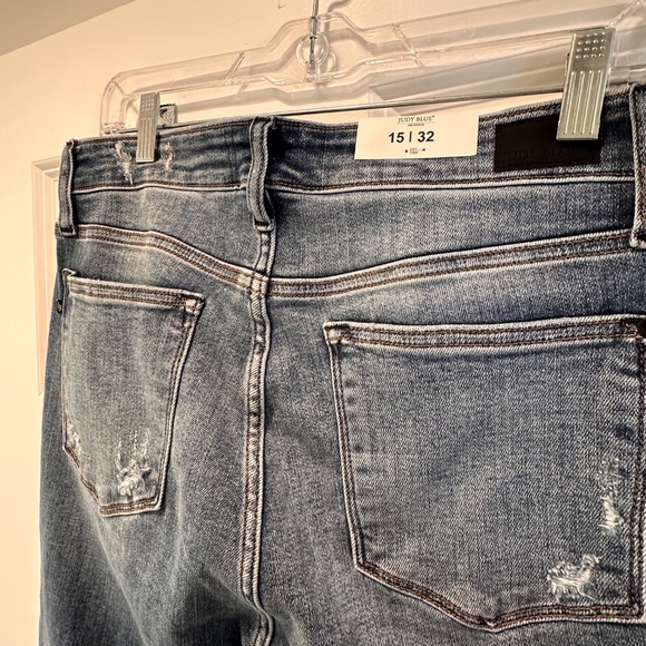 Judy Blue High Waist Destroy Button Fly Wide Leg Crop - Picture 6 of 8